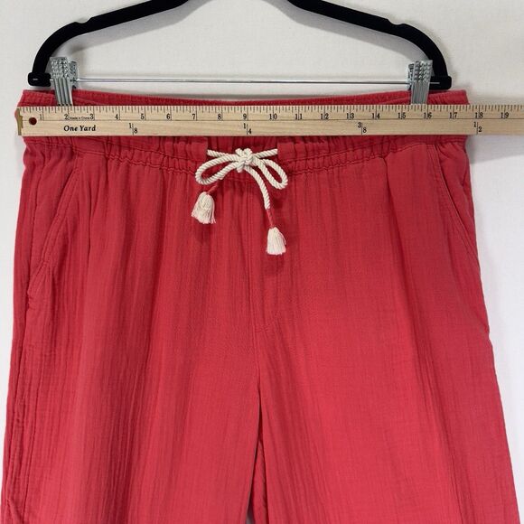 Old Navy Pants Womens Large Pink Gauzy Cotton Wide Leg Beachy Resort Summer Crop - Picture 12 of 15